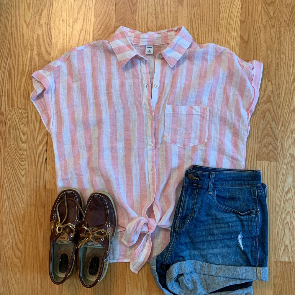 EUC Old Navy Tie Front Button-Up Shirt